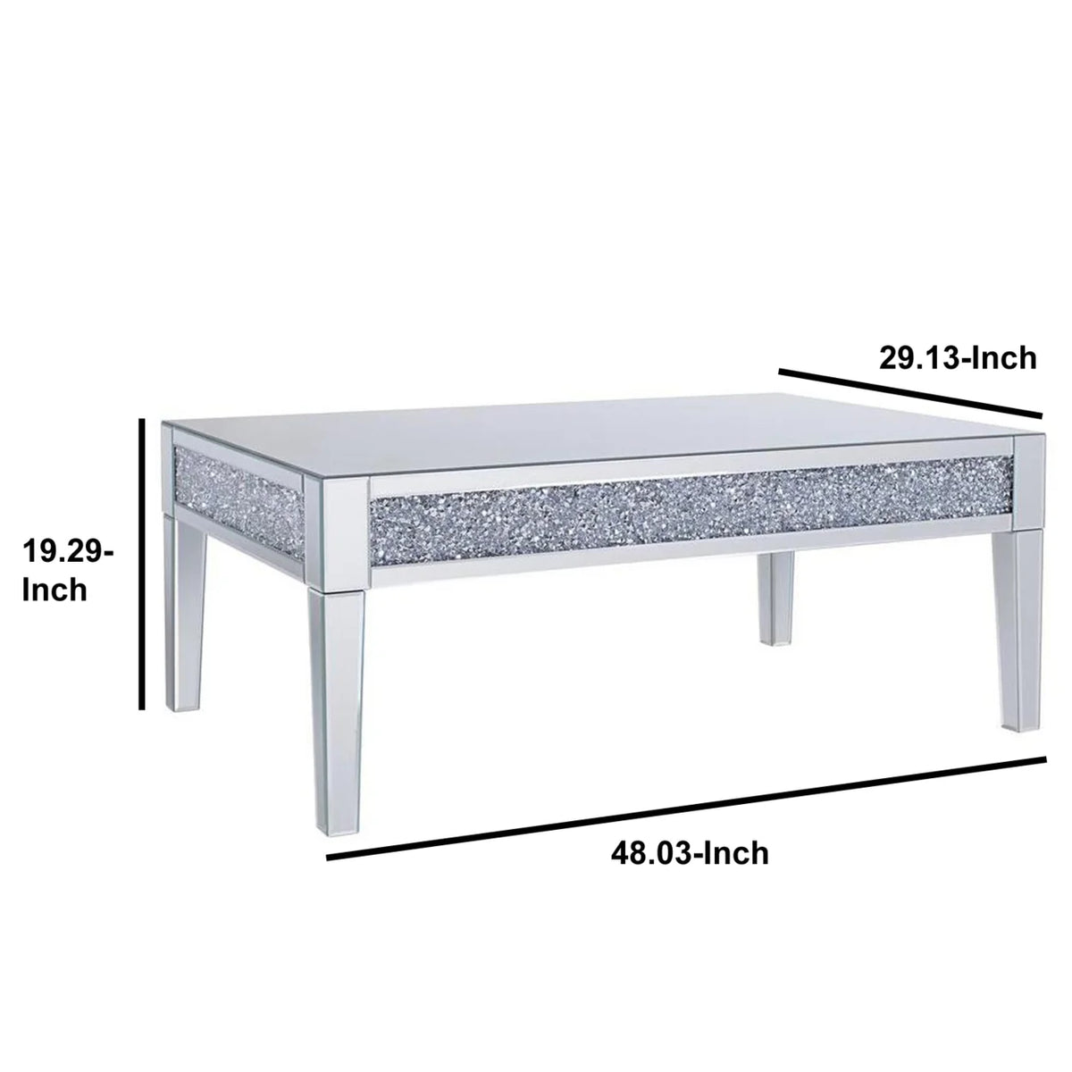 Wood and Mirror Coffee Table with Faux Crystals Inlay G910