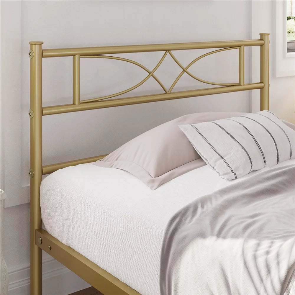 Queen Black Metal Bed with Headboard and Footboard A382