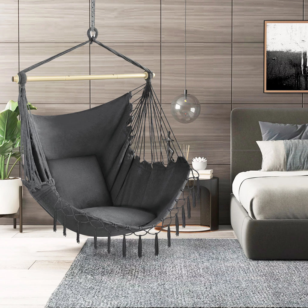 Oversized Hammock Chair with 2 Cushions, Grey J477999