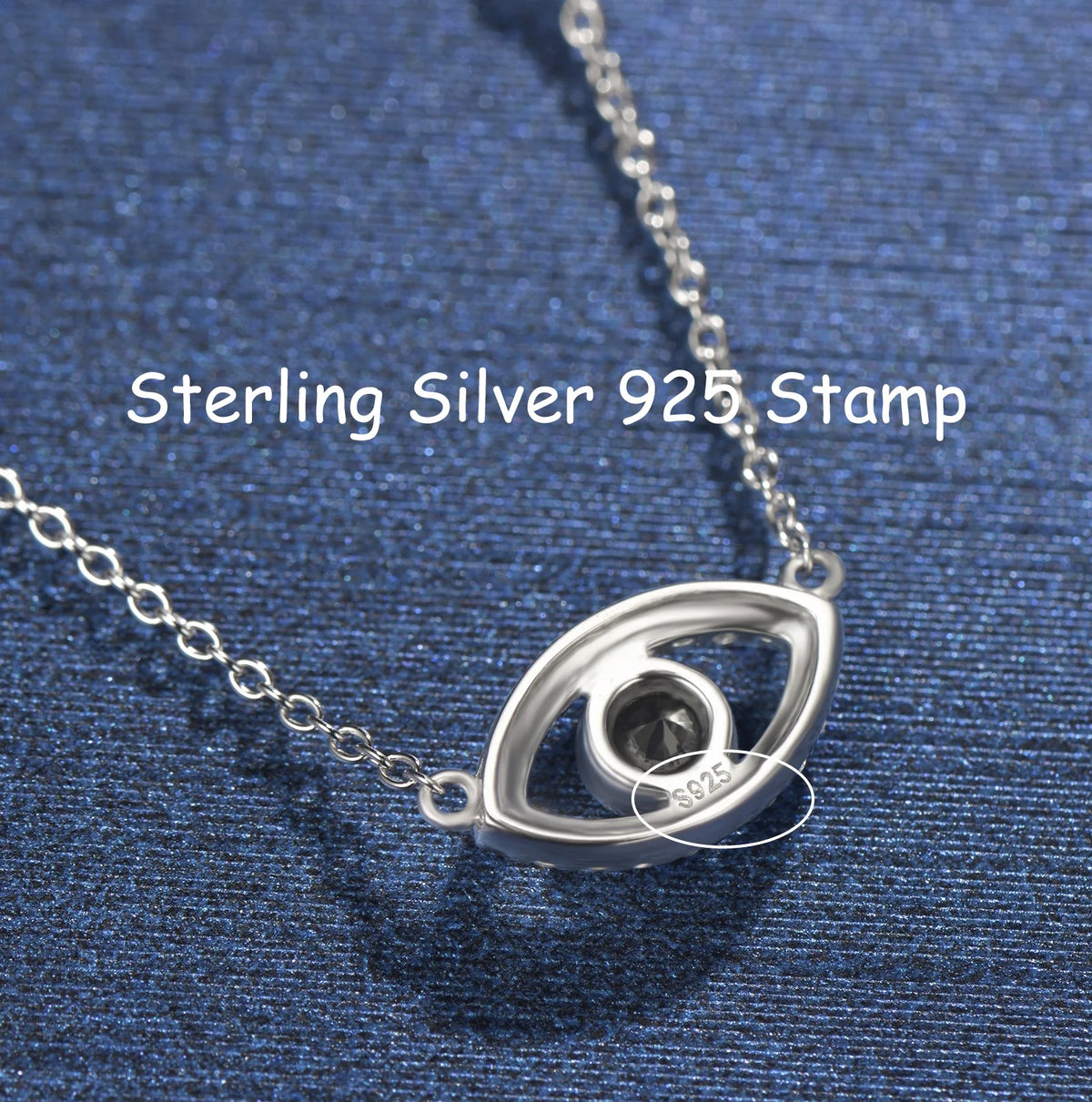 Sterling Silver Evil Eye Necklace Cubic Zirconia Pendant Necklace X740