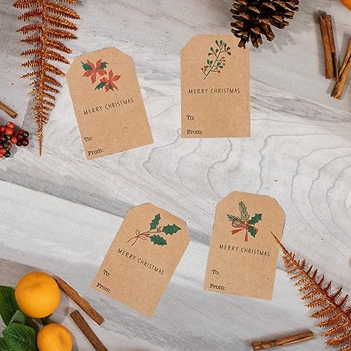 Kraft Holiday Gift Tag Stickers 2 x 3 Inch 25 Labels B845