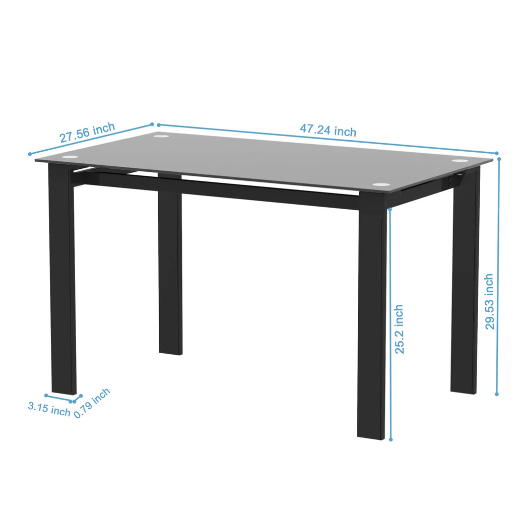 Black Rectangular Tempered Glass Dining Table S58292