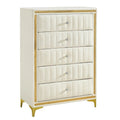 Cream Velvet Upholstered 5-Drawer Chest T723861