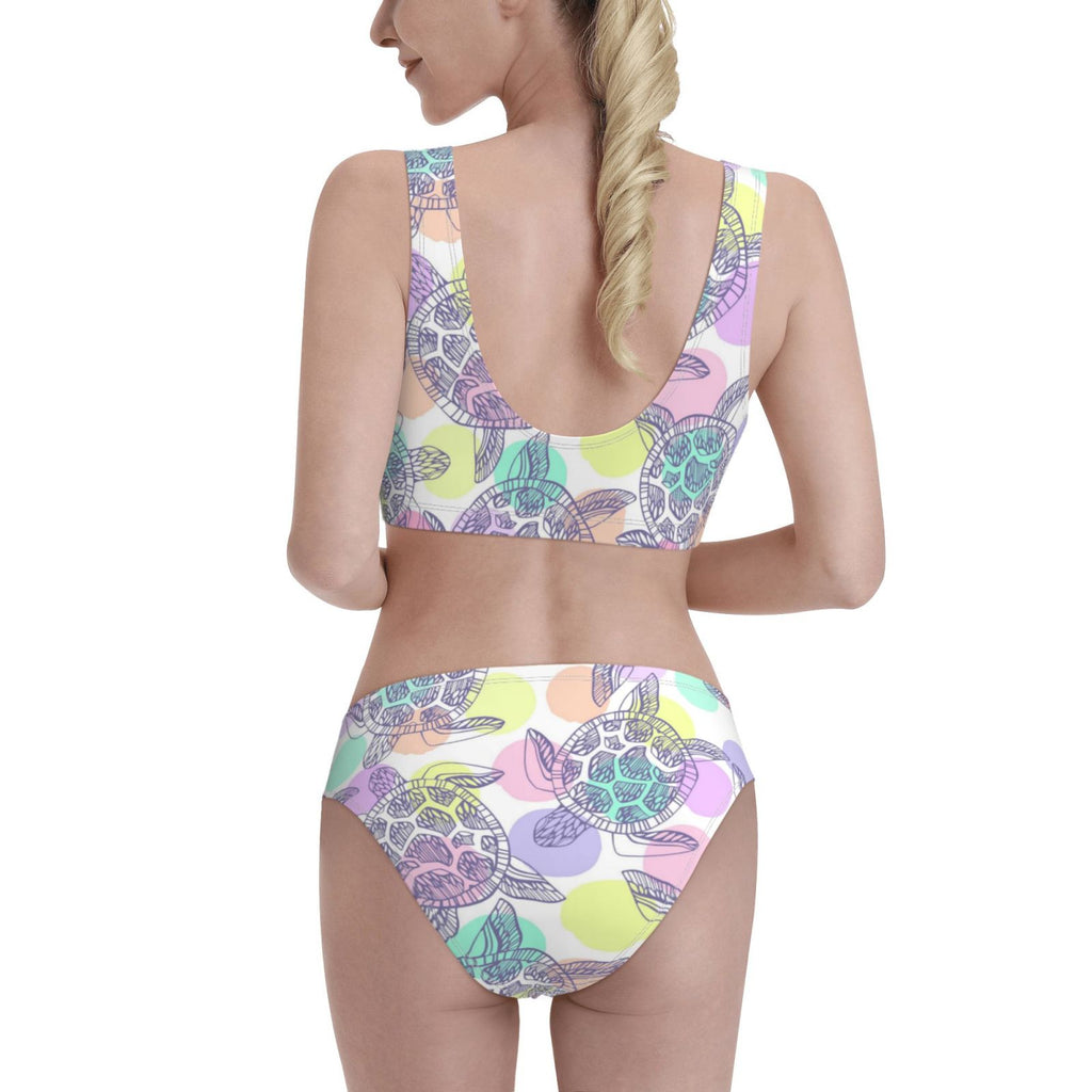 Sea Turtles Women'S Two Piece Bikini Swimsuit High Waisted W1945