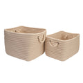 Set of 2 Linen Off White Braided Storage Basket L921