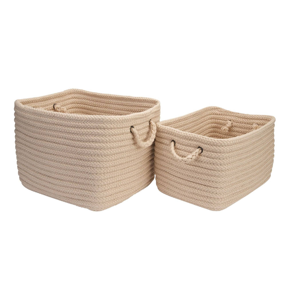 Set of 2 Linen Off White Braided Storage Basket L921