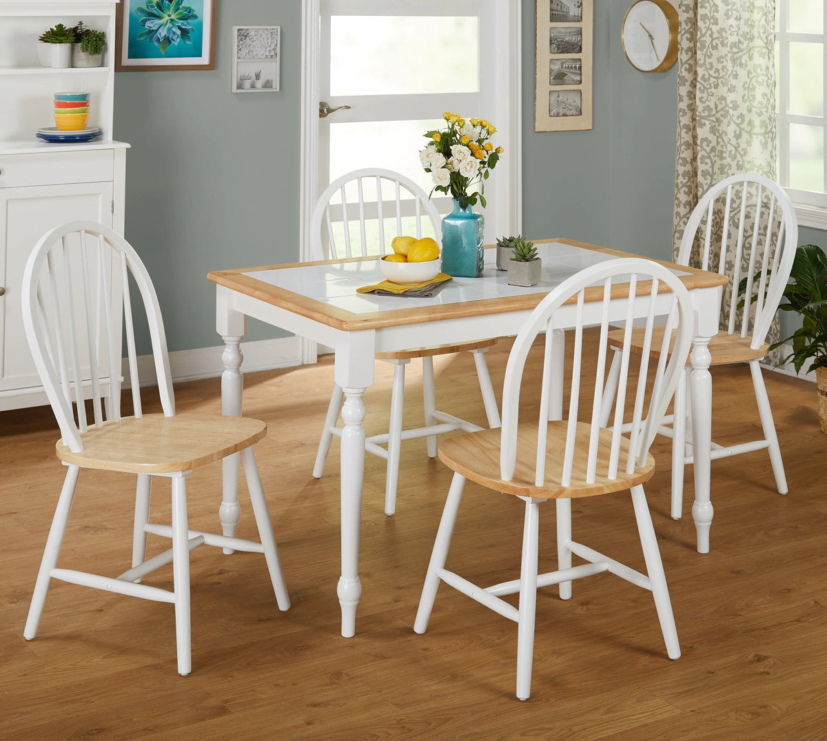 White Natural Tile Top Table W5353