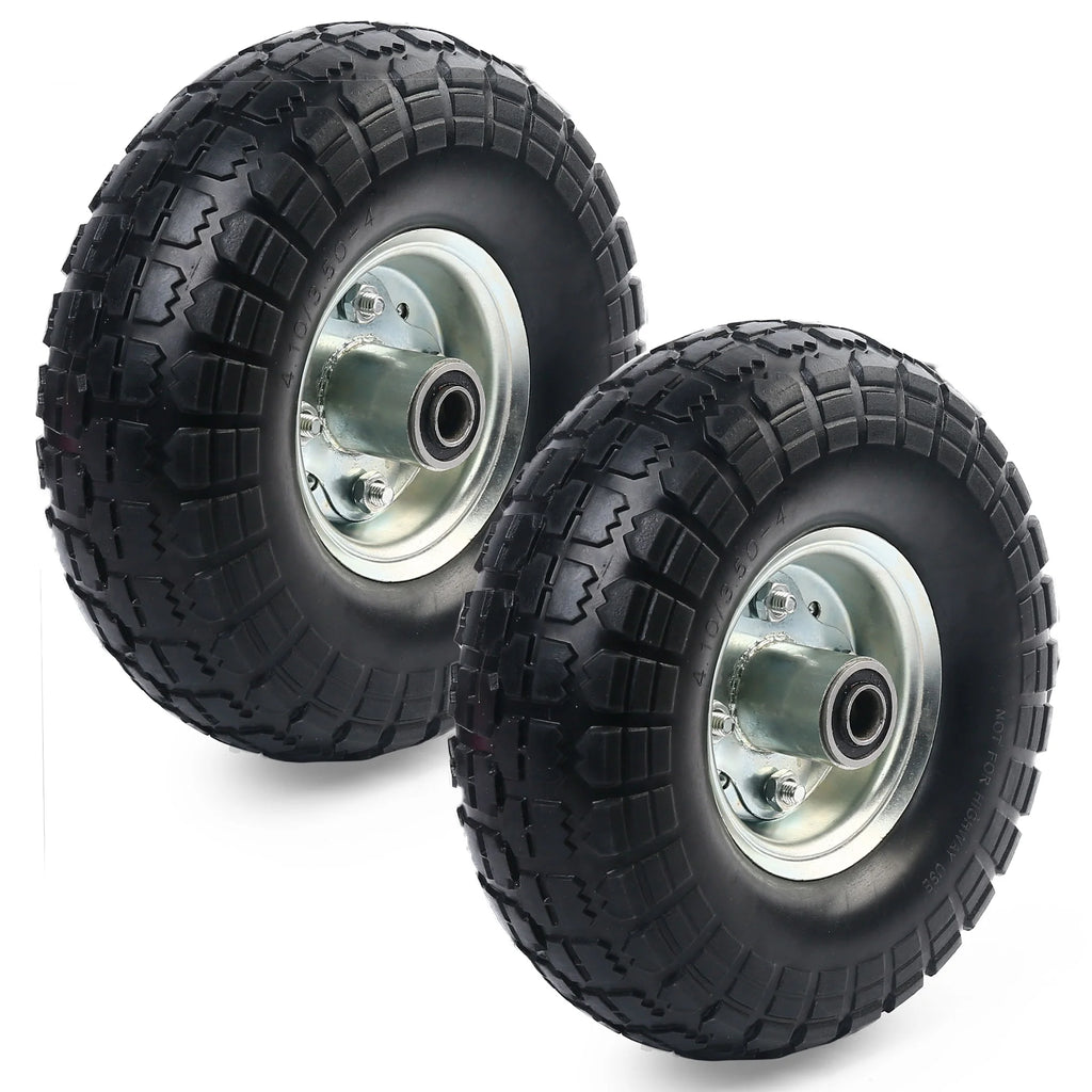 4.10/3.50-4in Flat Free Tire and Wheel, 2 Pack O337553