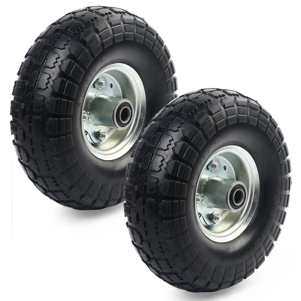 4.10/3.50-4in Flat Free Tire and Wheel, 2 Pack O337553
