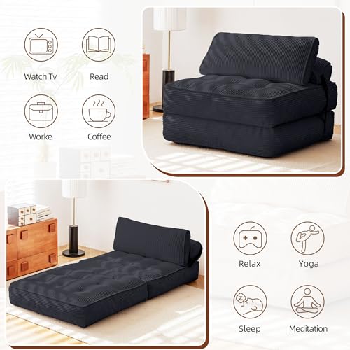 Folding Sofa Bed Convertible Sleeping Chair with Pillow Black U863979
