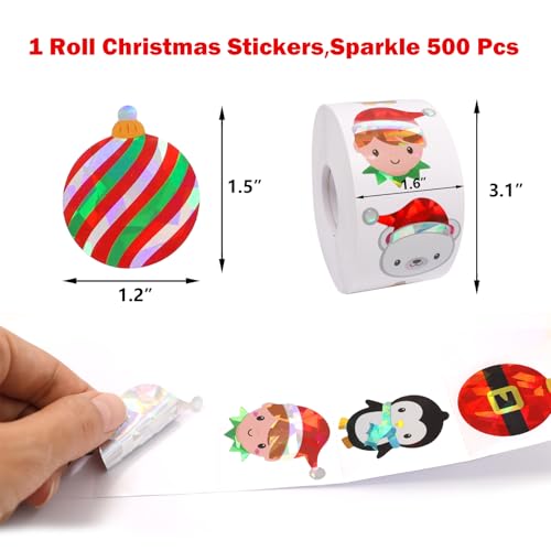Christmas Stickers 1 Roll 500Pcs S295