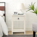Cream Wood Nightstand with Storage Shelf and Drawer, Set of 2 B5820