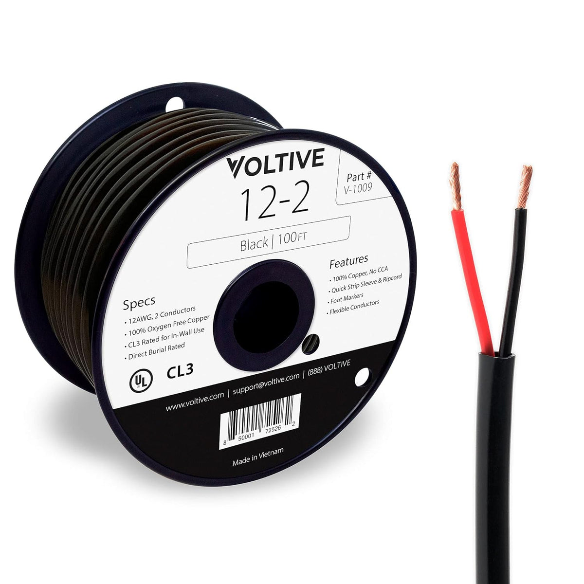 12 AWG 2 Conductor Oxygen-Free Copper Speaker Wire, 250 Foot, White U432767