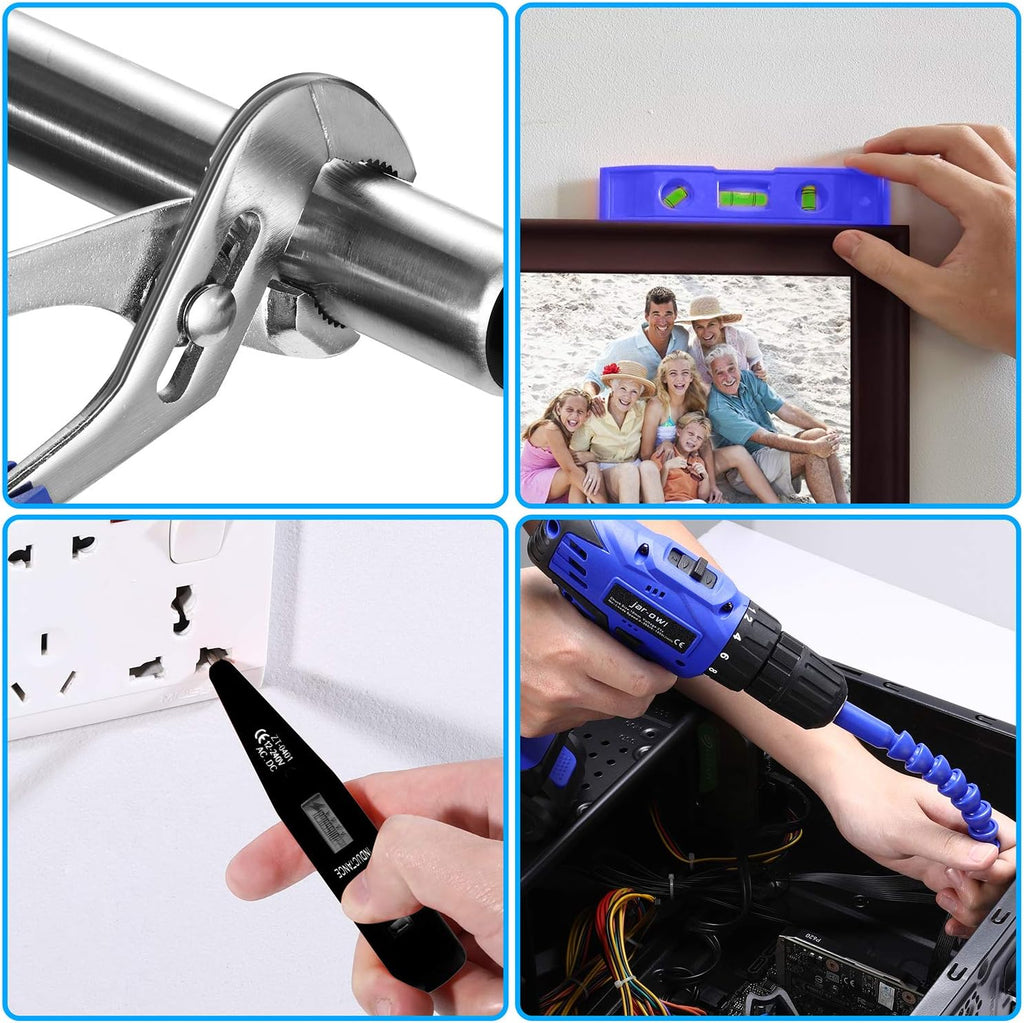 21V Cordless Drill Power Tools Combo Kit with 112Pcs Hand DIY Tool Set, Blue, Pack of 2 A662669