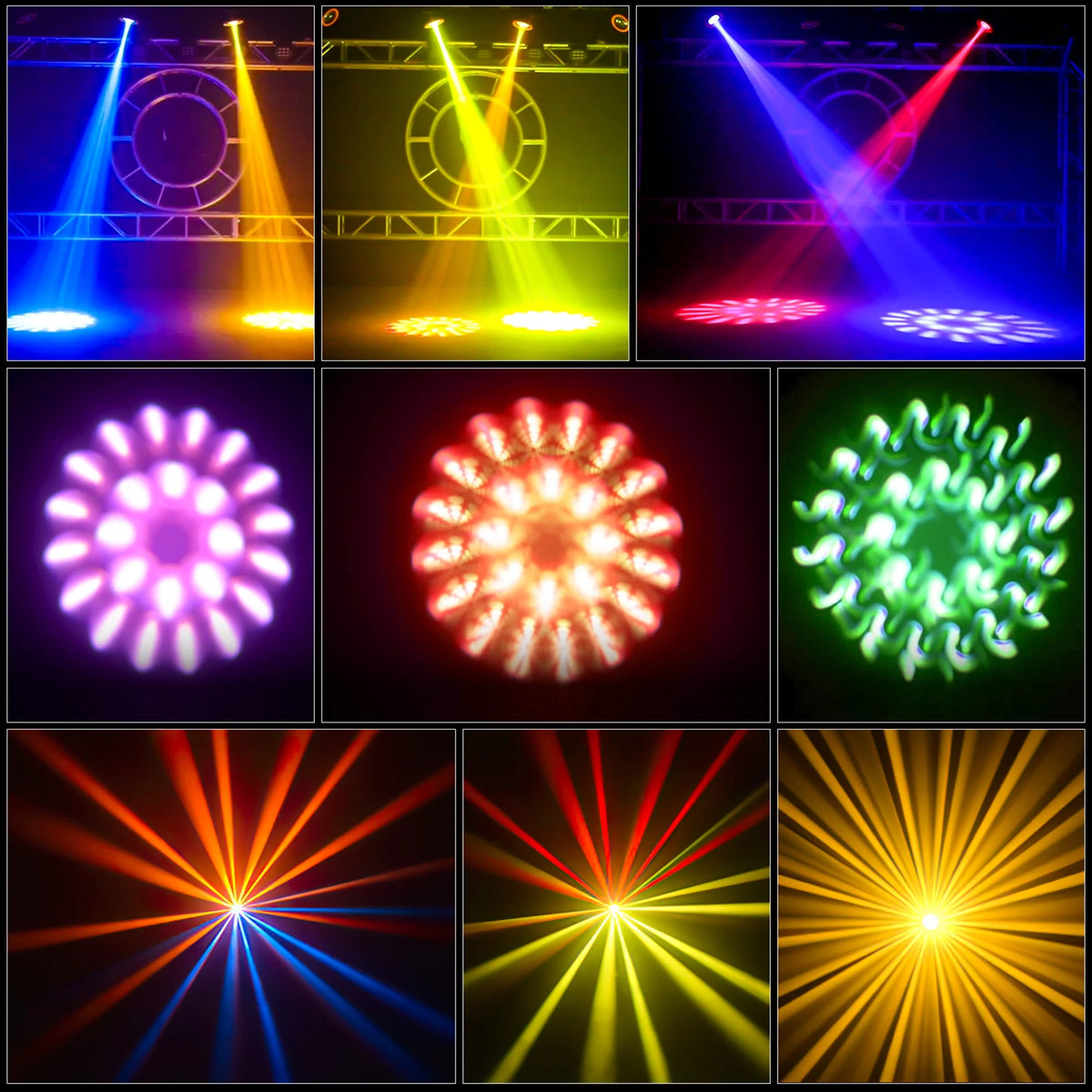 2 Pack 230W Beam Moving Head Light 8 Prisms 17 Gobos RGBW LED DJ Lighting 16CH DMX Control D183