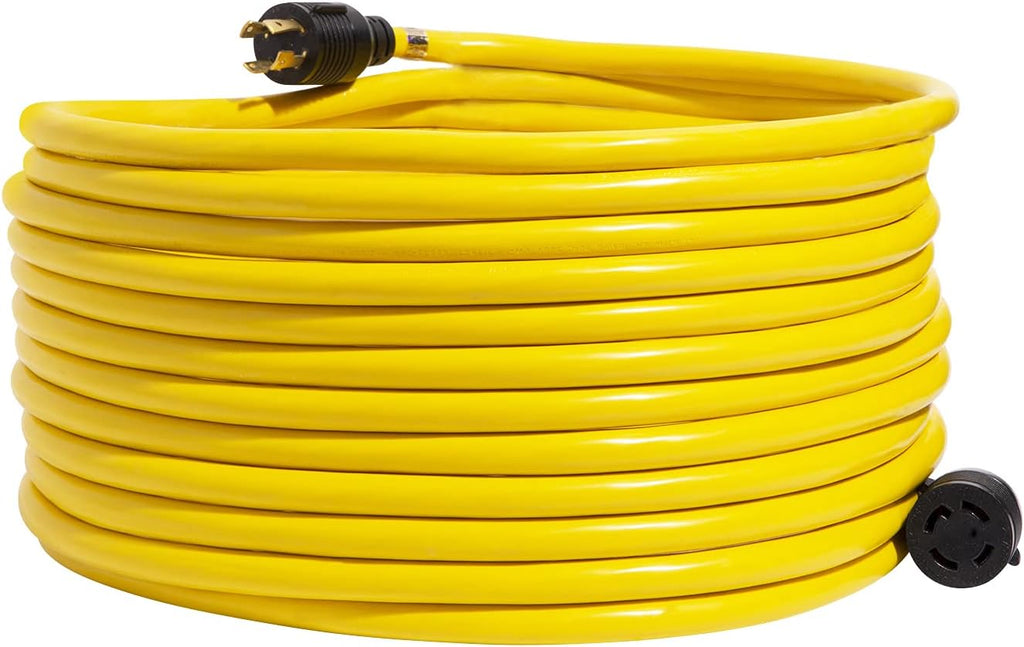 30 Amp 4 Prong Generator Extension Cord, 50 Ft, 10 Gauge, Rubber E779
