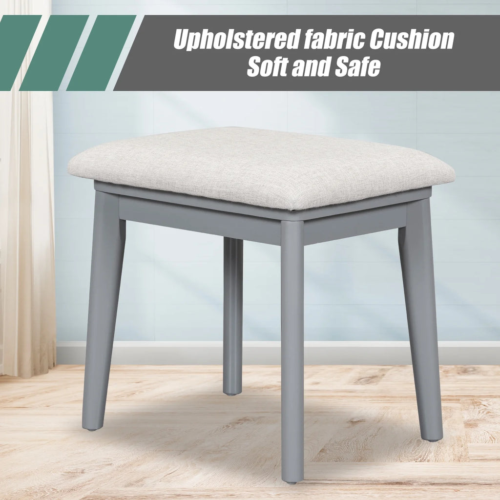 Gray Wood Vanity Table and Stool Set with 3 Drawer A22180