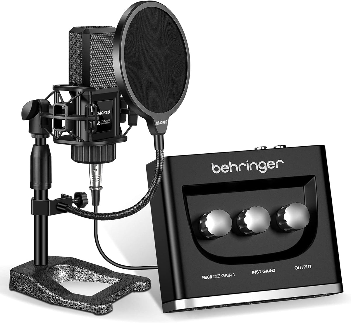 Studio Condenser Microphone with Shock Mount, Pop Filter, and XLR Cable O542