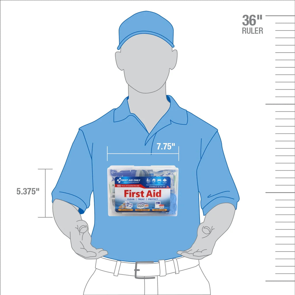 First Aid Kit with Clear Plastic Case, 185 Pieces J841