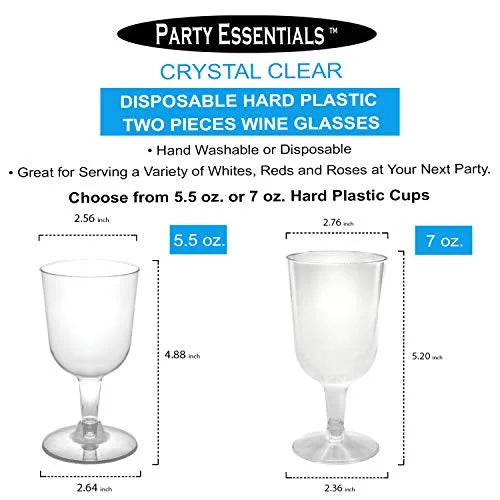 Clear 5.5-Ounce Disposable Hard Plastic Wine Glasses Z88257