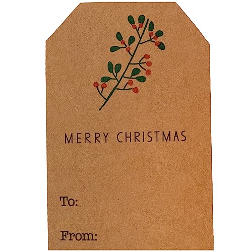 Kraft Holiday Gift Tag Stickers 2 x 3 Inch 25 Labels B845