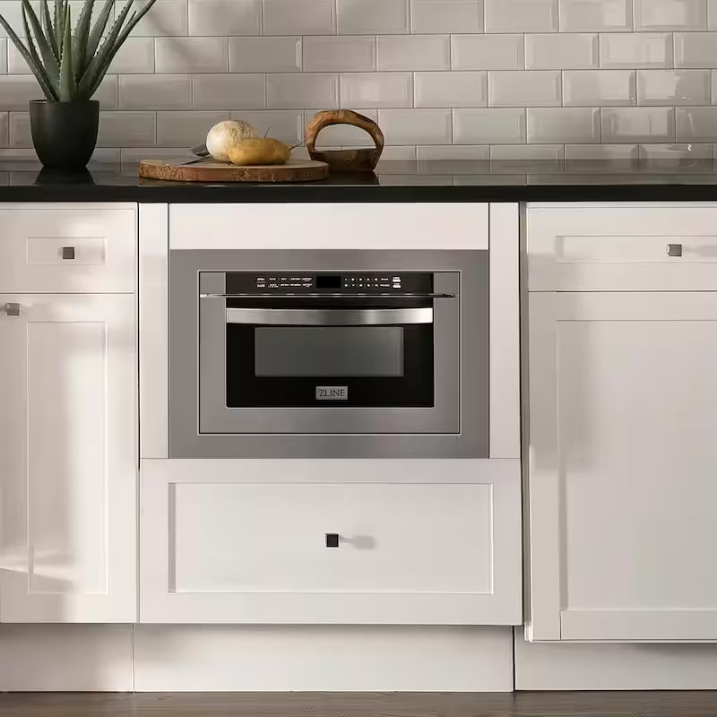 1000-Watt Built-In Microwave Drawer in Stainless Steel with Trim Kit I85918