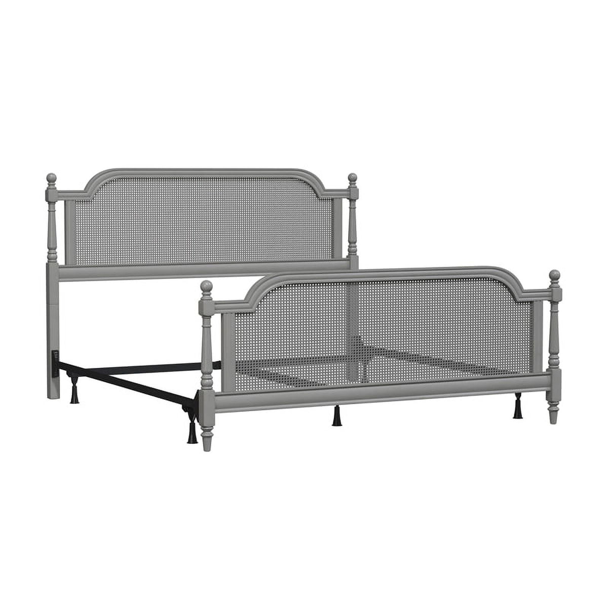 King Wood and Cane Bed French Gray A533