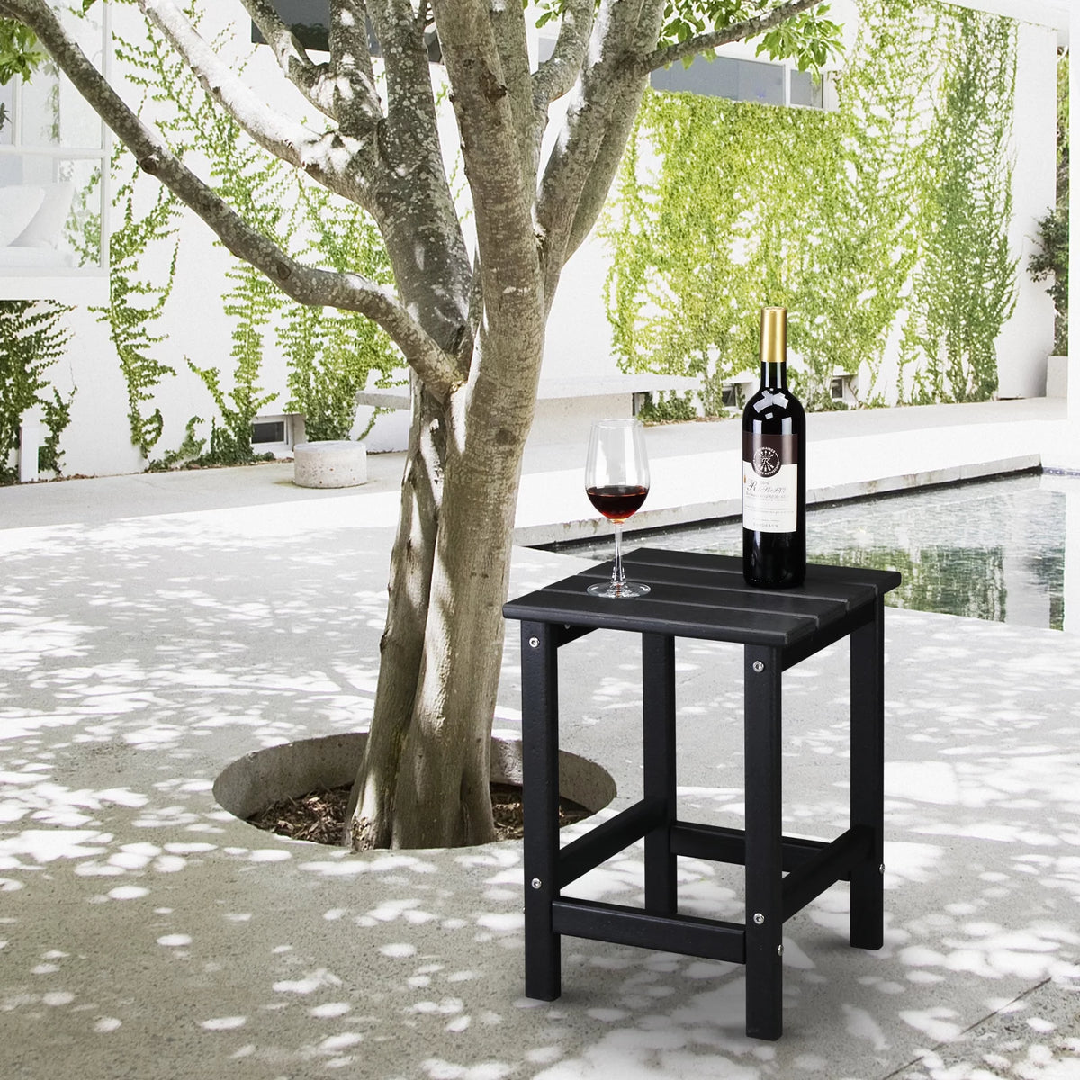 Black HDPE Weather Resistant Square Side Table U3533