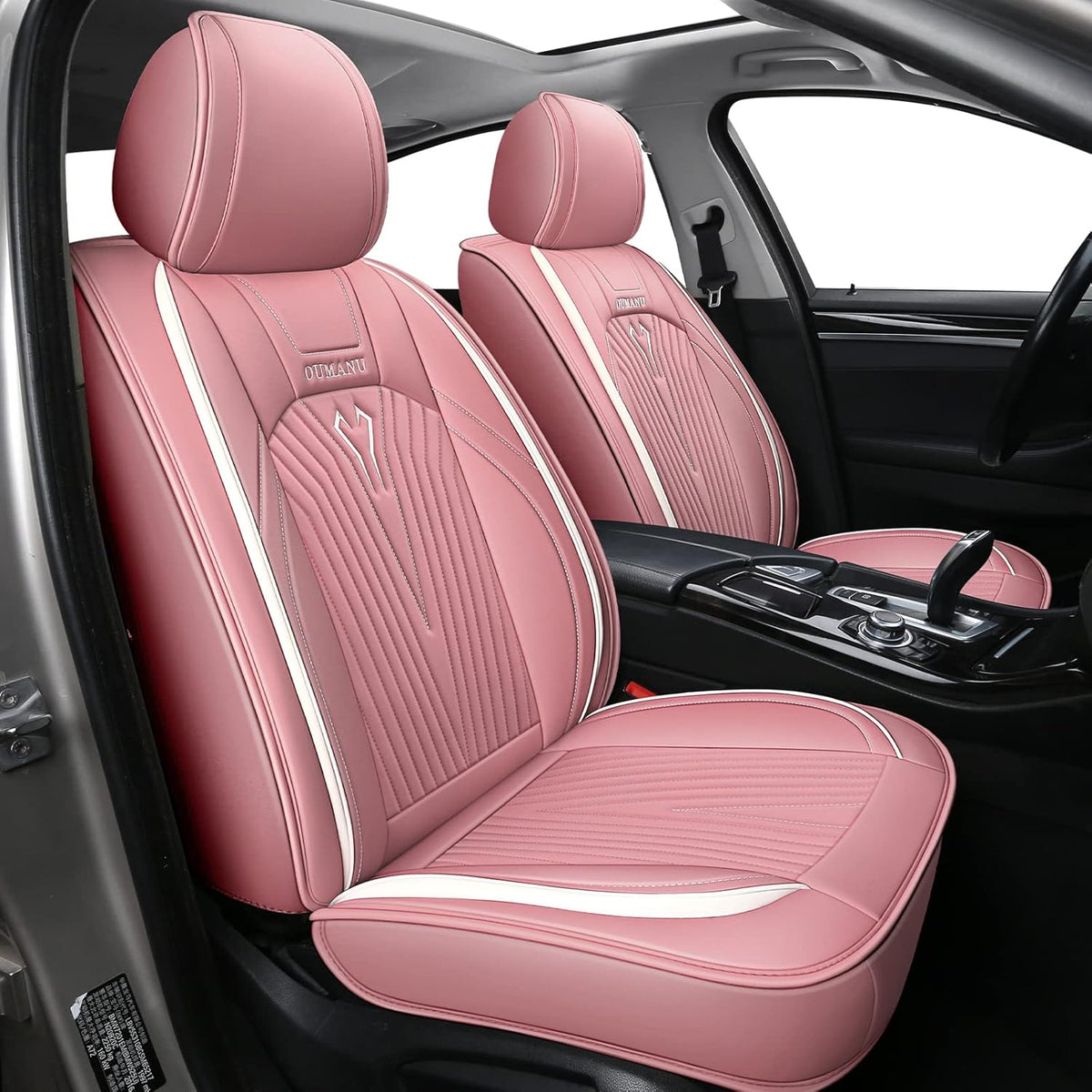 Black PU Leather Car Seat Covers Full Set 5 Seats W783367