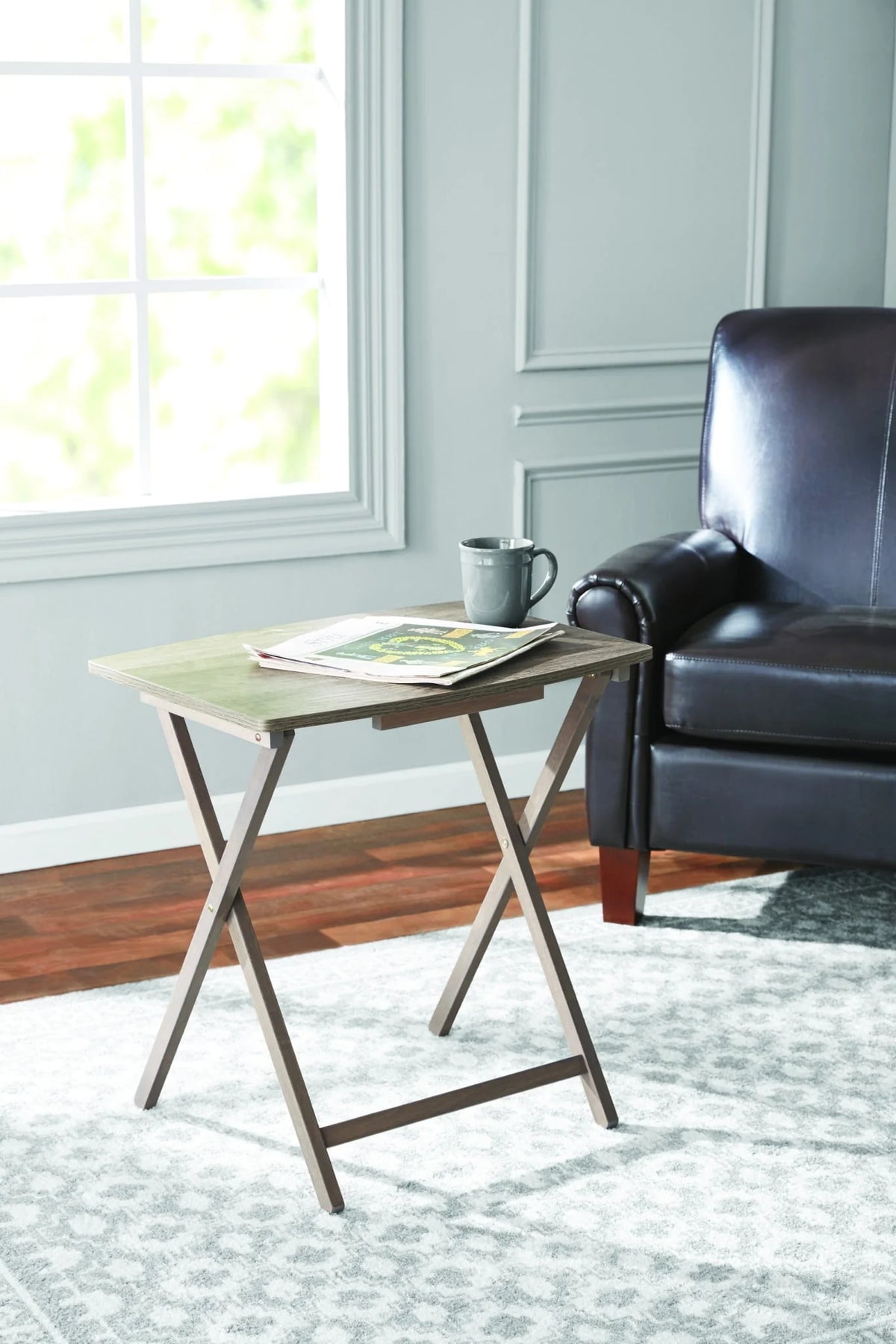 Oversized Single Folding Tray Table Rustic Gray B69531