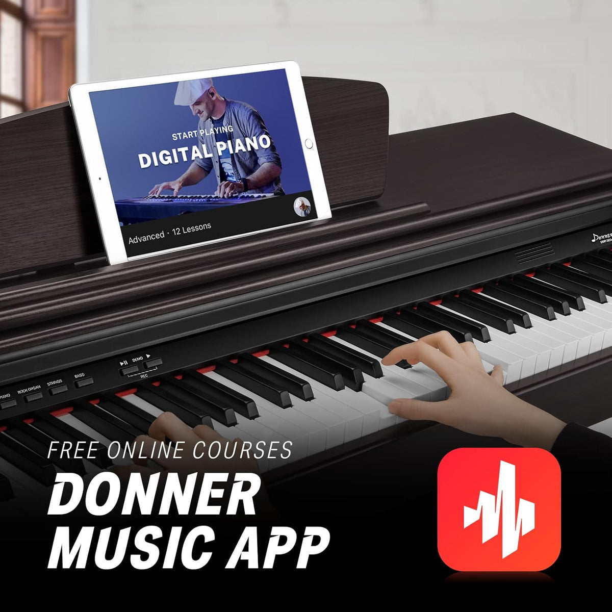 Digital Piano 88 Key Weighted Keyboard with Triple Pedals I328