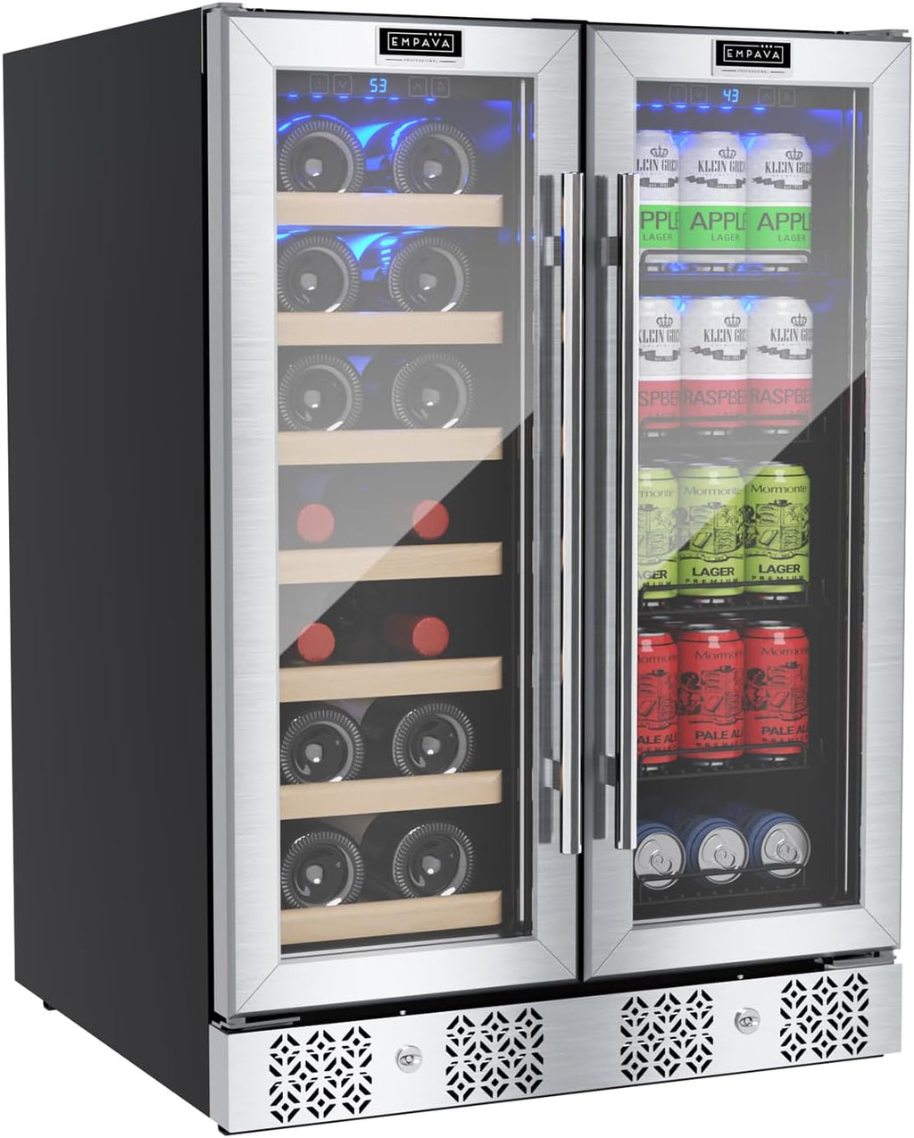 24 inch Dual Zone Wine and Beverage Cooler 96 Cans 33 Bottles A63735