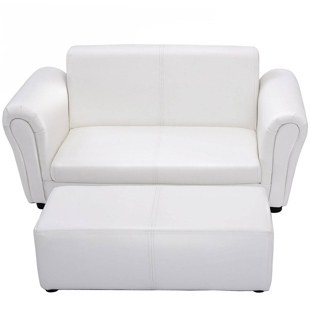 Black/White Kids Double Sofa with Ottoman U480