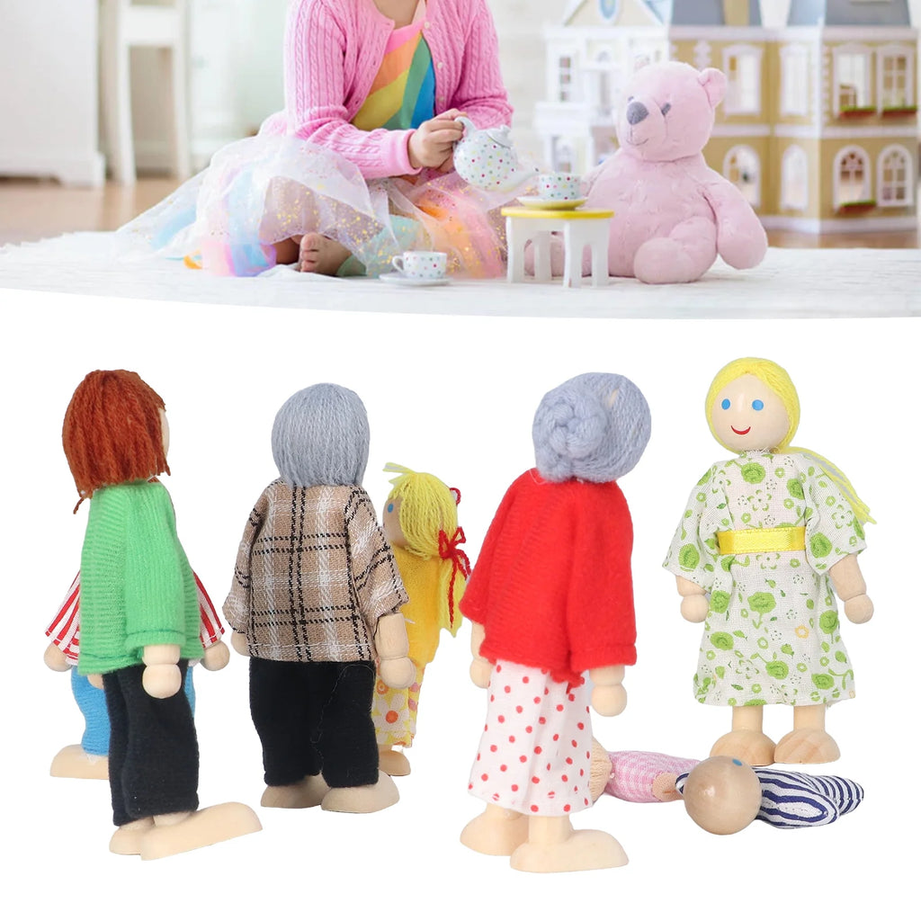 8pcs Wooden Dollhouse People Figures O44094