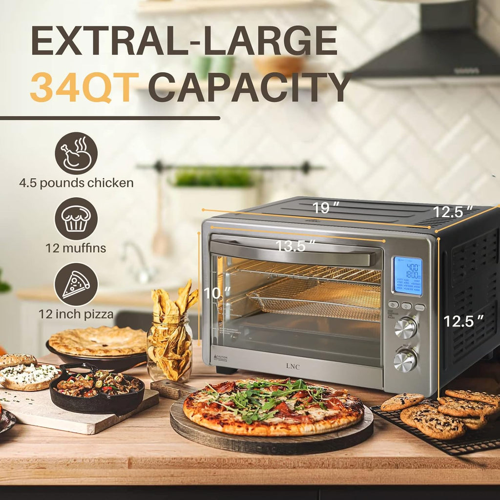 34QT 1750W Air Fryer Toaster Oven with 12 Cooking Functions M3918