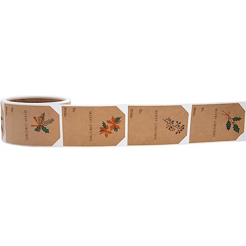 Kraft Holiday Gift Tag Stickers 2 x 3 Inch 25 Labels B845