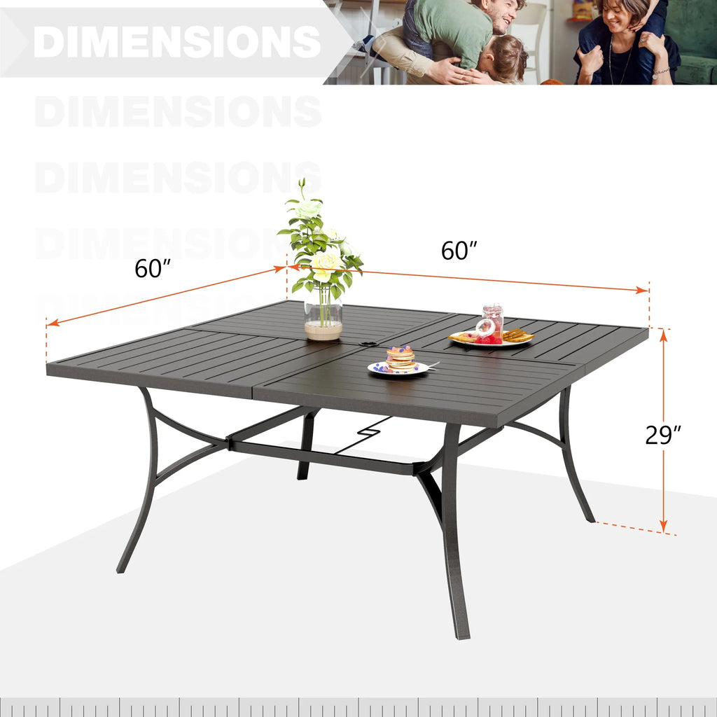 Metal 60" x 60" Square Outdoor Dining Table K98656