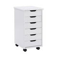 6 Drawer Rolling Storage Cart in White Wash D397783