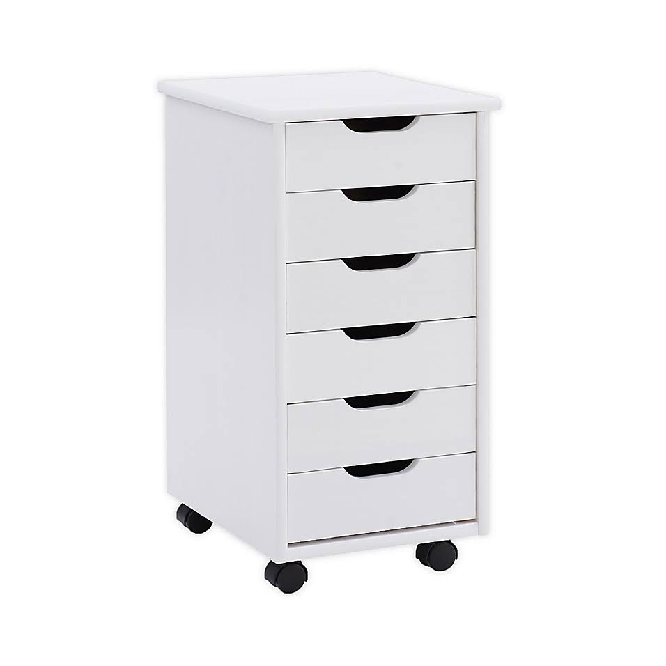 6 Drawer Rolling Storage Cart in White Wash D397783