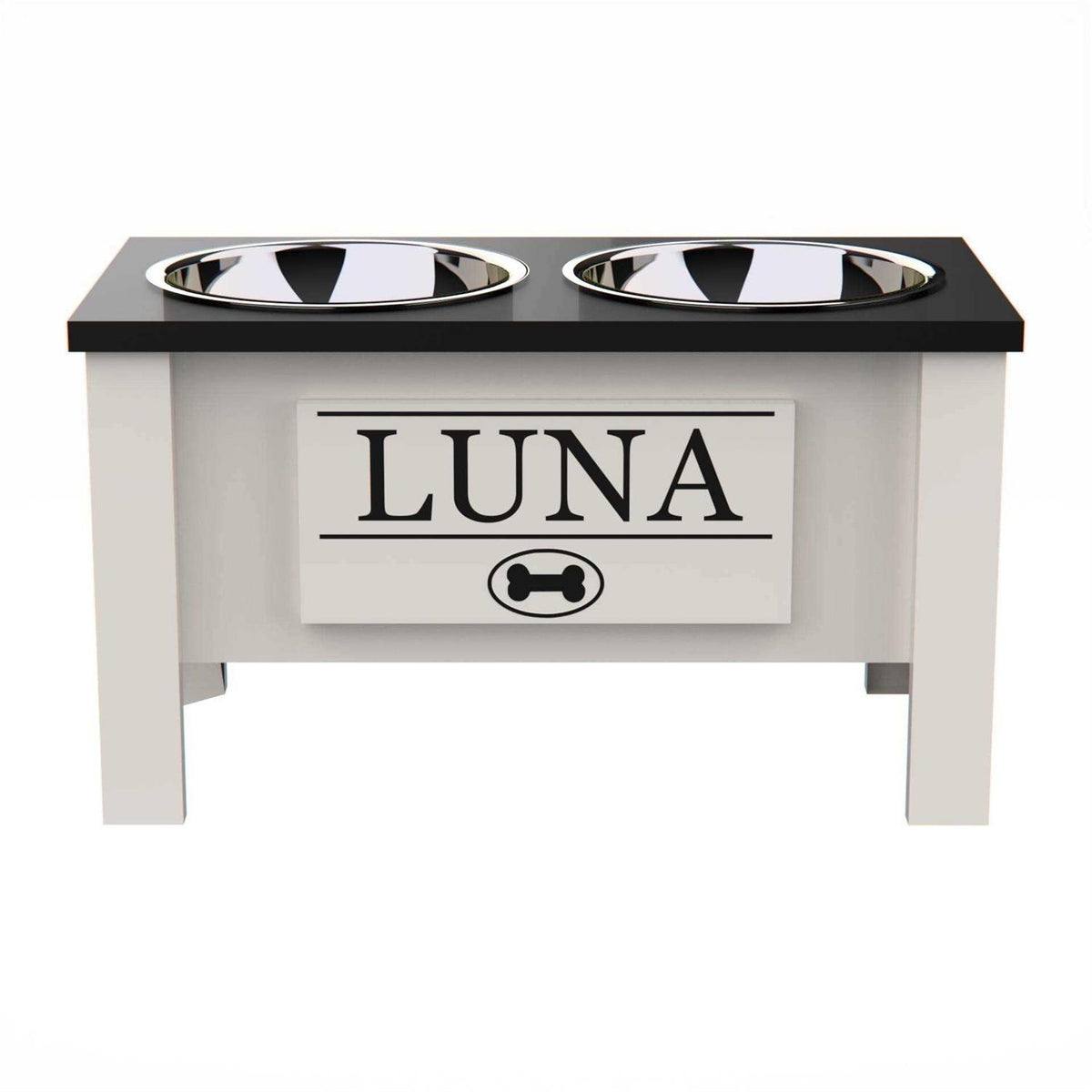 Personalized Elevated Dog Bowl Stand with Internal Storage J752477