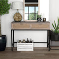 Rustic Console Table with 2 Drawers Natural Finish Distressed Grey J210