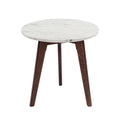 White and Brown Round Marble Side Table L407534