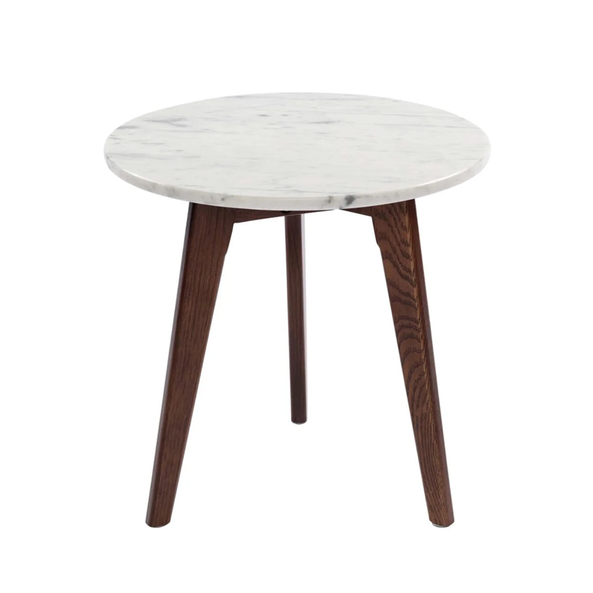 White and Brown Round Marble Side Table L407534