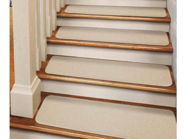 12 Pc Adhesive Carpet Stair Treads Ivory Cream 9 in. x 36 in. M96205