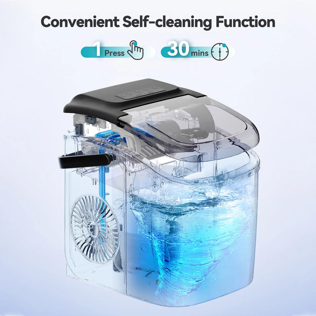 Portable Self-Clean Countertop Ice Maker with Scoop and Basket F58684