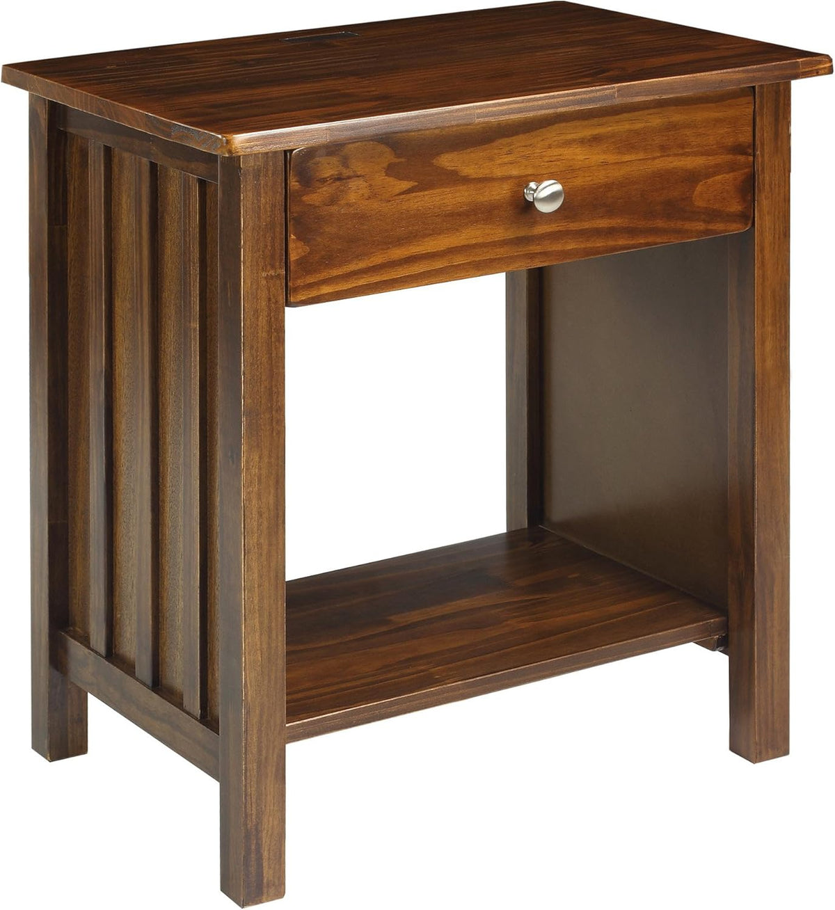 Warm Brown Nightstand with USB Ports J861