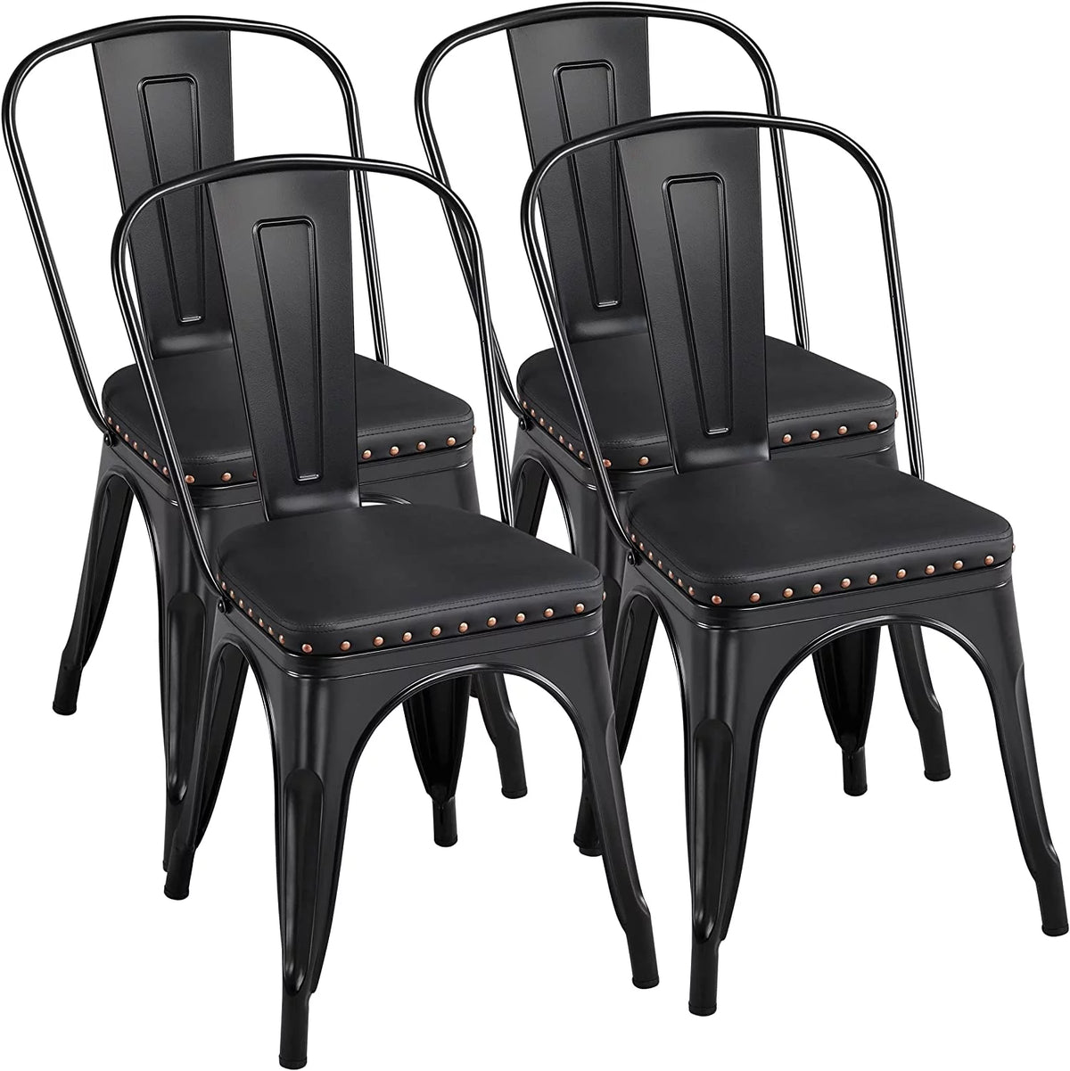 Black Metal Dining Chairs with PU Leather Seat M503231
