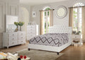White Full Size 6pc Bedroom Furniture Set with Dresser Mirror Nightstand Chest and Tufted Headboard Q289684