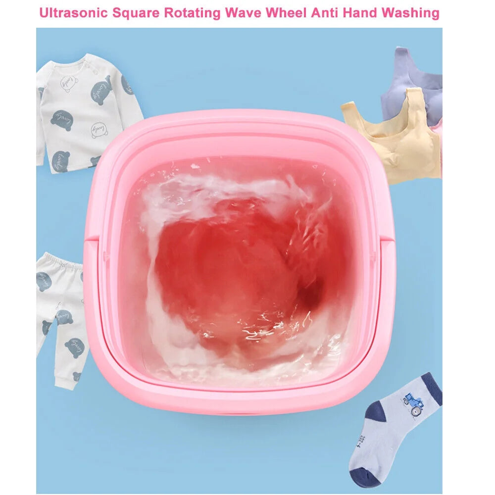Pink Portable Mini Folding Washing Machine with Dryer Bucket F688842