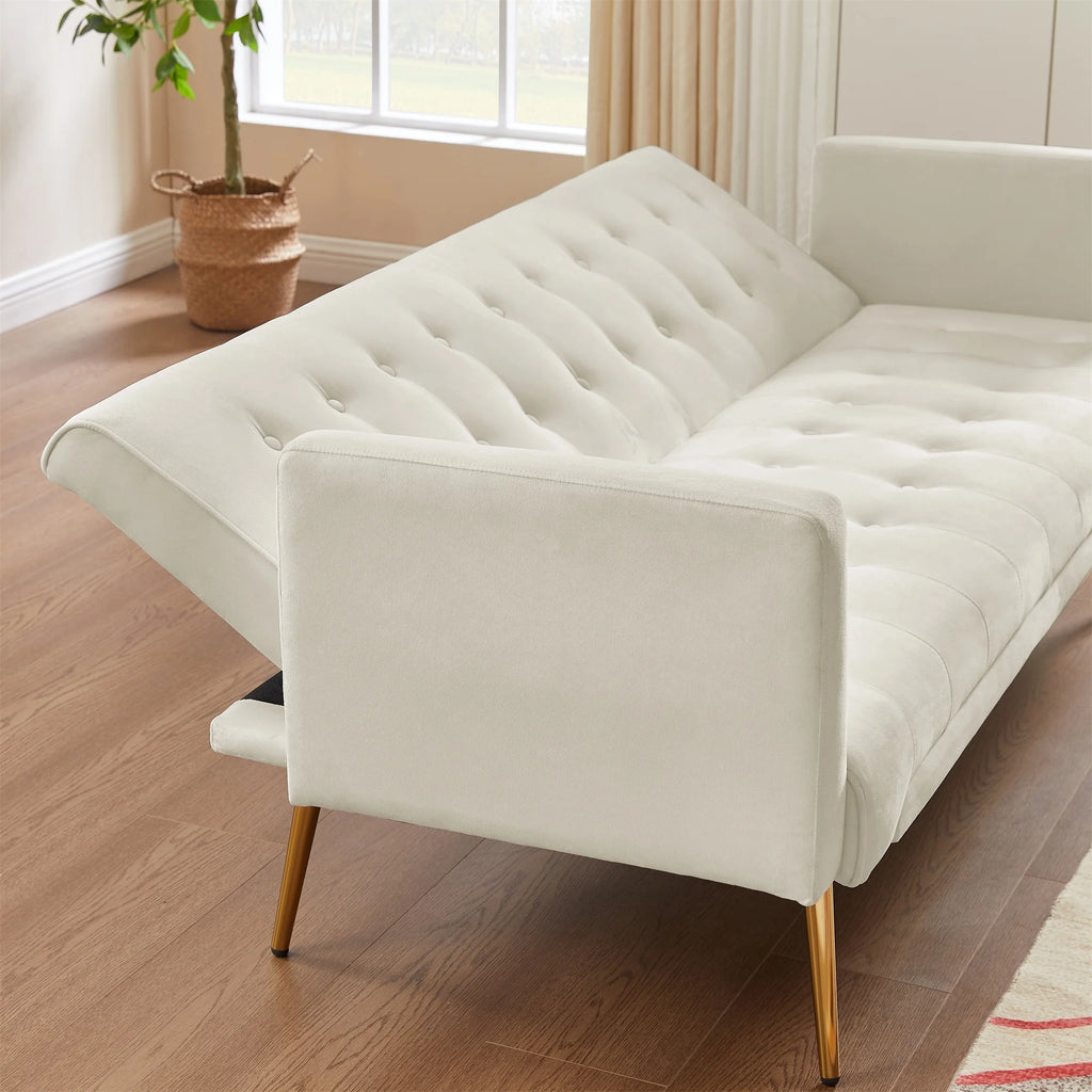 Velvet Convertible Sofa Bed with Metal Legs L566684